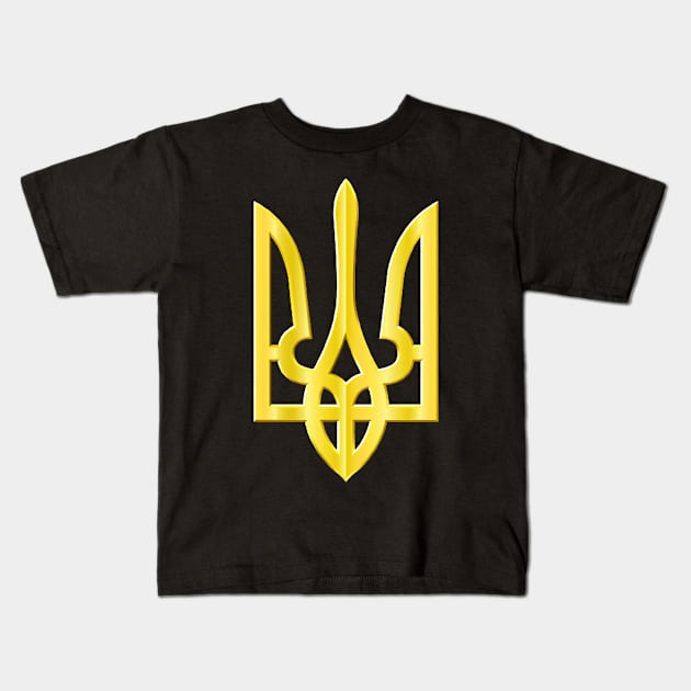 Yellow Ukraine trident Kids T-Shirt by TaipsArts